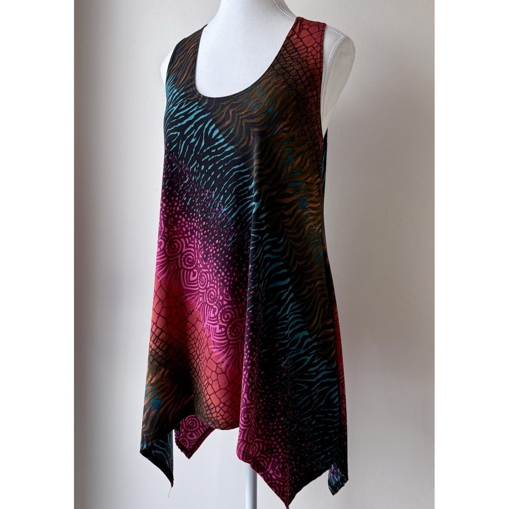 Jostar Women's HIT Side Droptank Tunic M Multicolor Sleeveless Festival Party - Picture 3 of 6